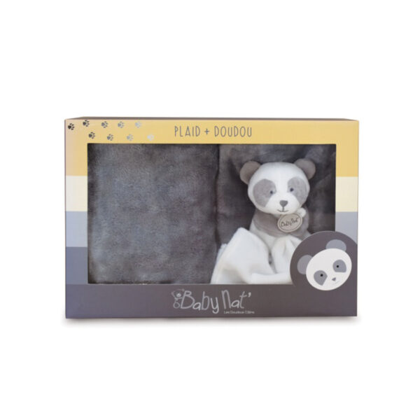 Coffret plaid panda avec doudou