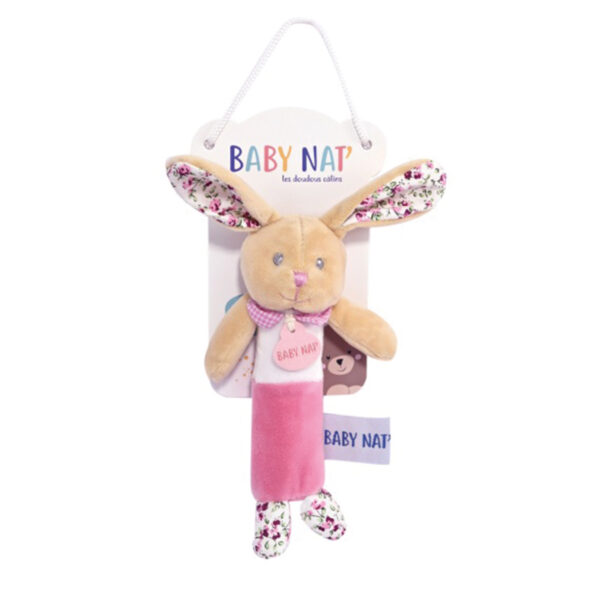 Hochet pouet lapin Poupi Rose