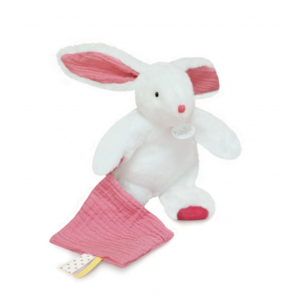 Pantin lapin avec Doudou rose litchi