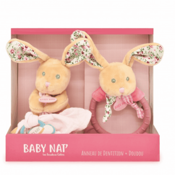 Coffret naissance Doudou Lapin POUPI rose