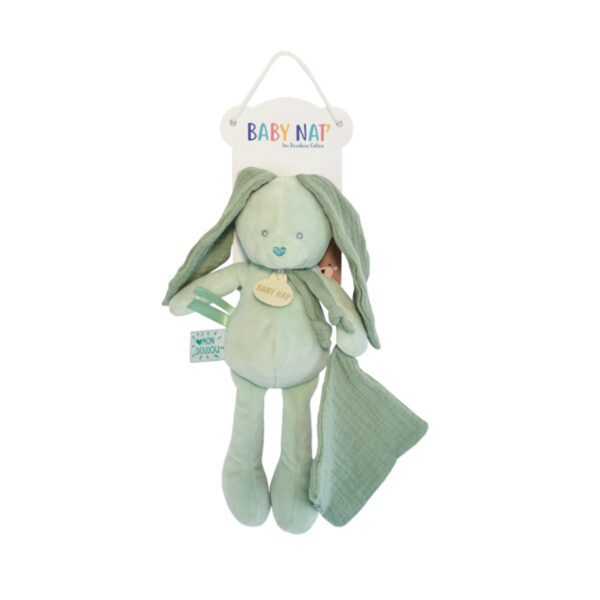 Pantin Lapin avec Doudou vert sauge